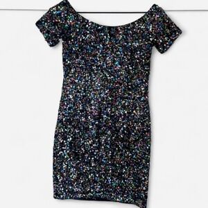 Gianni Bini Zoe Confetti Sequin Off-The-Shoulder Dress Mini